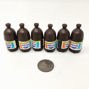 6x Vintage Barbie Doll Size Pepsi Cola 2 Liter Bottles Miniatures Hong Kong